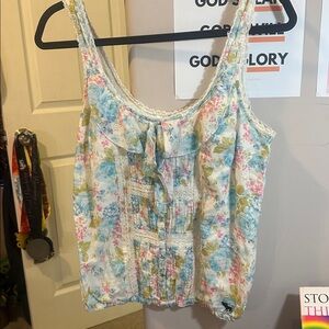 Abercrombie & Fitch Floral Lace Trim Tank Top